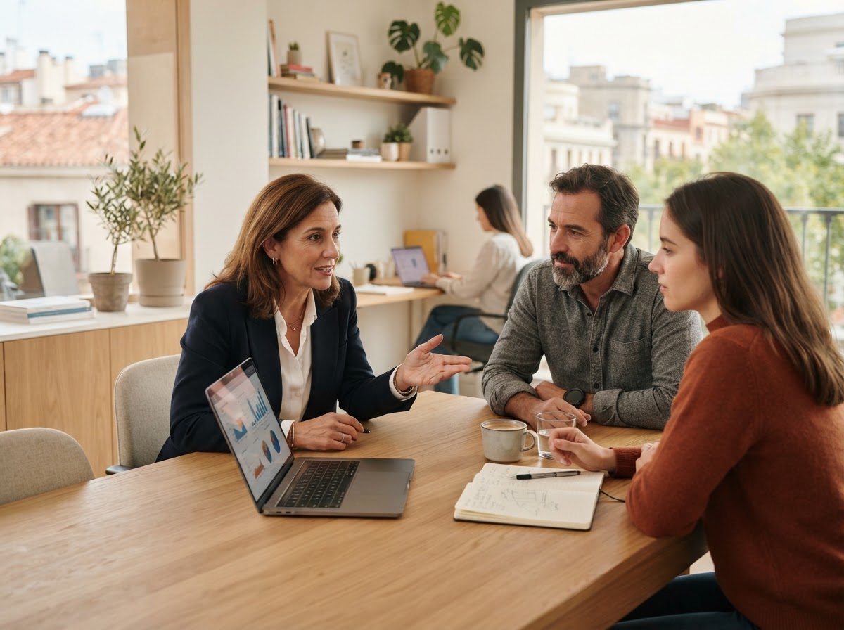 Algo Alloxi Fin - analistas revisando tendencias de mercado en pantallas de datos
